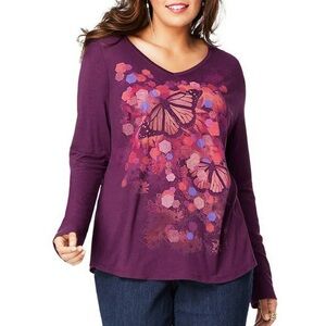 Beautiful Butterfly Print Women's T-Shirt. Size 2X